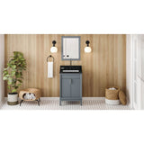 Jeffrey Alexander - 24'' Blue Steel Theodora Vanity, Black Granite Vanity Top, Undermount Rectangle Bowl - Blue Steel