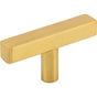 Jeffrey Alexander - 2-1/4'' Brushed Gold Dominique Cabinet ''T'' Knob - Brushed Gold