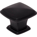 Jeffrey Alexander - 1-3/16'' Overall Length Matte Black Square Milan 1 Cabinet Knob - Matte Black