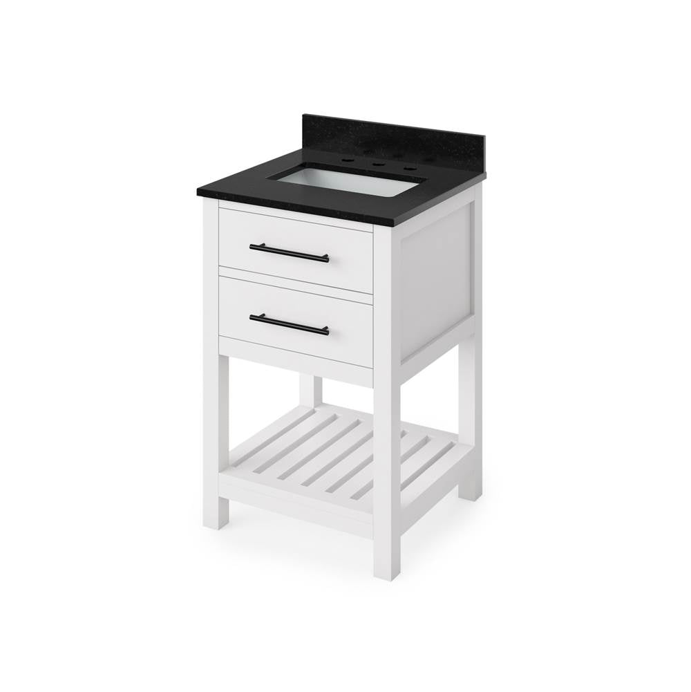 Jeffrey Alexander - 24'' White Wavecrest Vanity, Black Granite Vanity Top, undermount rectangle bowl - White