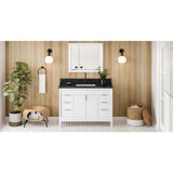Jeffrey Alexander - 48'' White Theodora Vanity, Black Granite Vanity Top, Undermount Rectangle Bowl - White