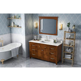 60'' Chocolate Chatham Vanity, Calacatta Vienna Quartz Vanity Top, undermount rectangle bowl