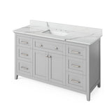 Jeffrey Alexander - 60'' Grey Chatham Vanity, Calacatta Vienna Quartz Vanity Top, undermount rectangle bowl - Grey