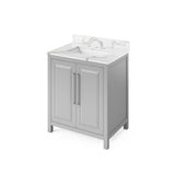 Jeffrey Alexander - 30'' Grey Cade Vanity, Calacatta Vienna Quartz Vanity Top, undermount rectangle bowl - Grey