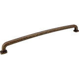 Jeffrey Alexander - 18'' Center-to-Center Distressed Antique Brass Belcastel 1 Appliance Handle - Distressed Antique Brass