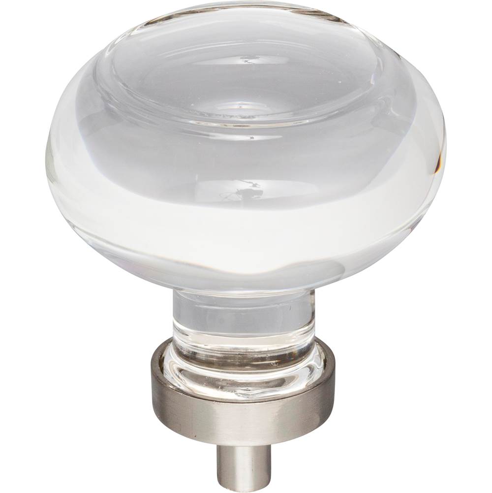 Jeffrey Alexander - 1-3/4'' Diameter Satin Nickel Button Glass Harlow Cabinet Knob - Satin Nickel