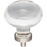 Jeffrey Alexander - 1-3/4'' Diameter Satin Nickel Button Glass Harlow Cabinet Knob - Satin Nickel