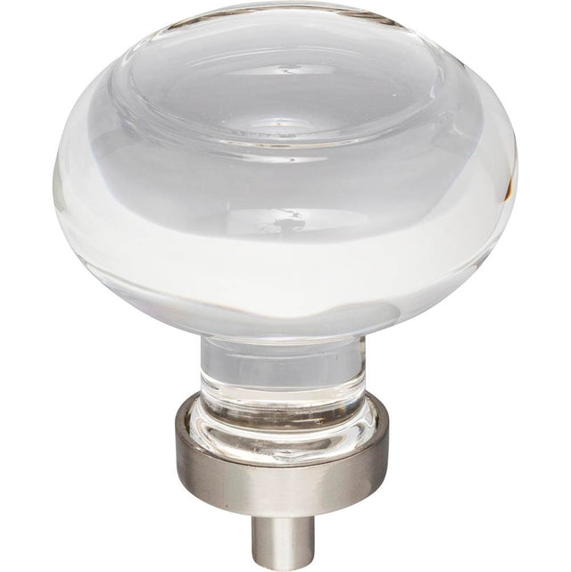 Jeffrey Alexander - 1-3/4'' Diameter Satin Nickel Button Glass Harlow Cabinet Knob - Satin Nickel