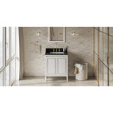 Jeffrey Alexander - 30'' White Percival Vanity, Black Granite Vanity Top, Undermount Rectangle Bowl - White