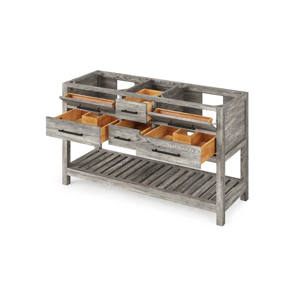 60'' Grey Wavecrest Vanity, double bowl