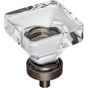 Jeffrey Alexander - 1-3/8'' Overall Length Brushed Oil Rubbed Bronze Square Glass Harlow Cabinet Knob - Brushed Oil Rubbed Bronze