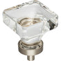 Jeffrey Alexander - 1-3/8'' Overall Length Satin Nickel Square Glass Harlow Cabinet Knob - Satin Nickel