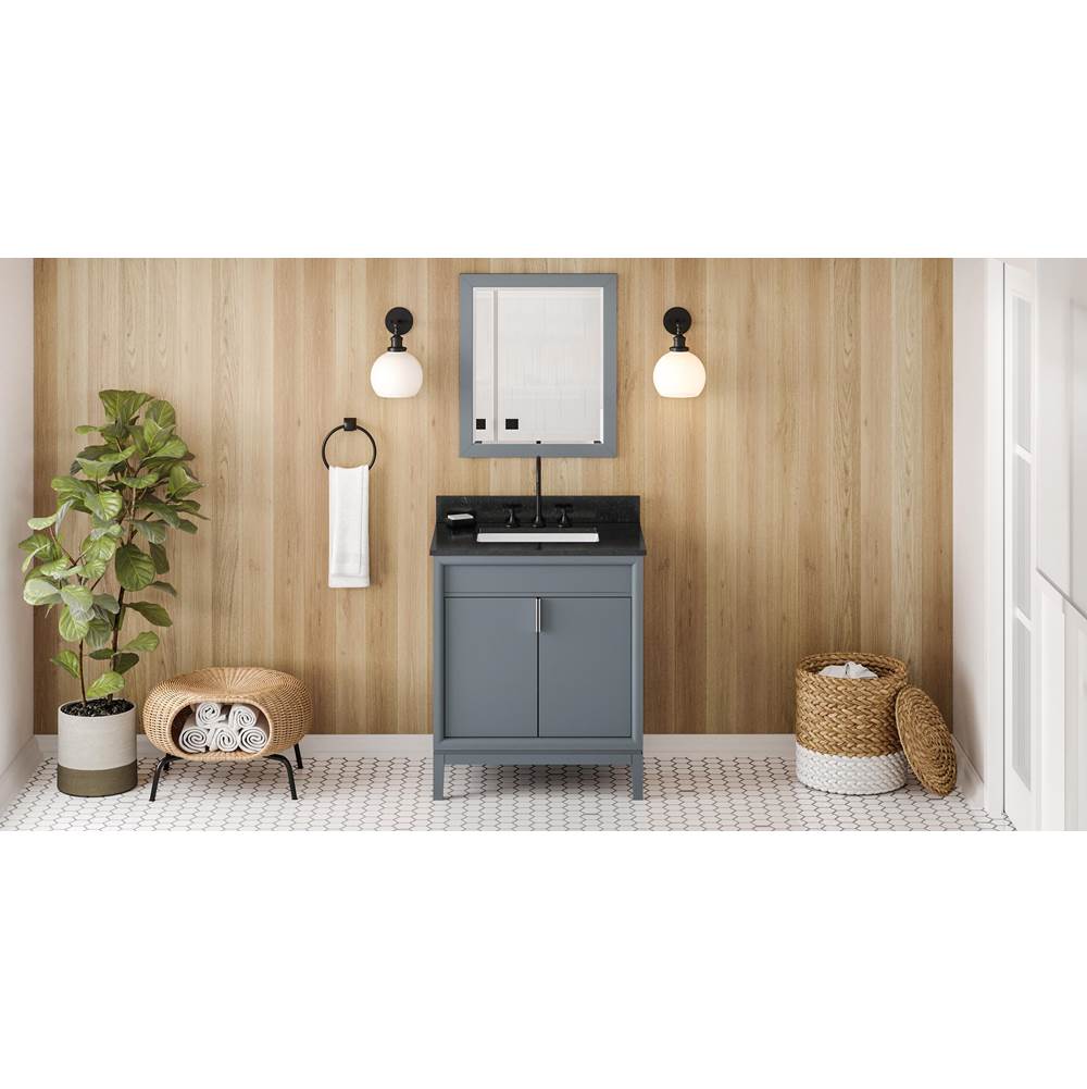 Jeffrey Alexander - 30'' Blue Steel Theodora Vanity, Black Granite Vanity Top, Undermount Rectangle Bowl - Blue Steel