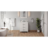 Jeffrey Alexander - 30'' White Katara Vanity, Calacatta Vienna Quartz Vanity Top, Undermount Rectangle Bowl - White