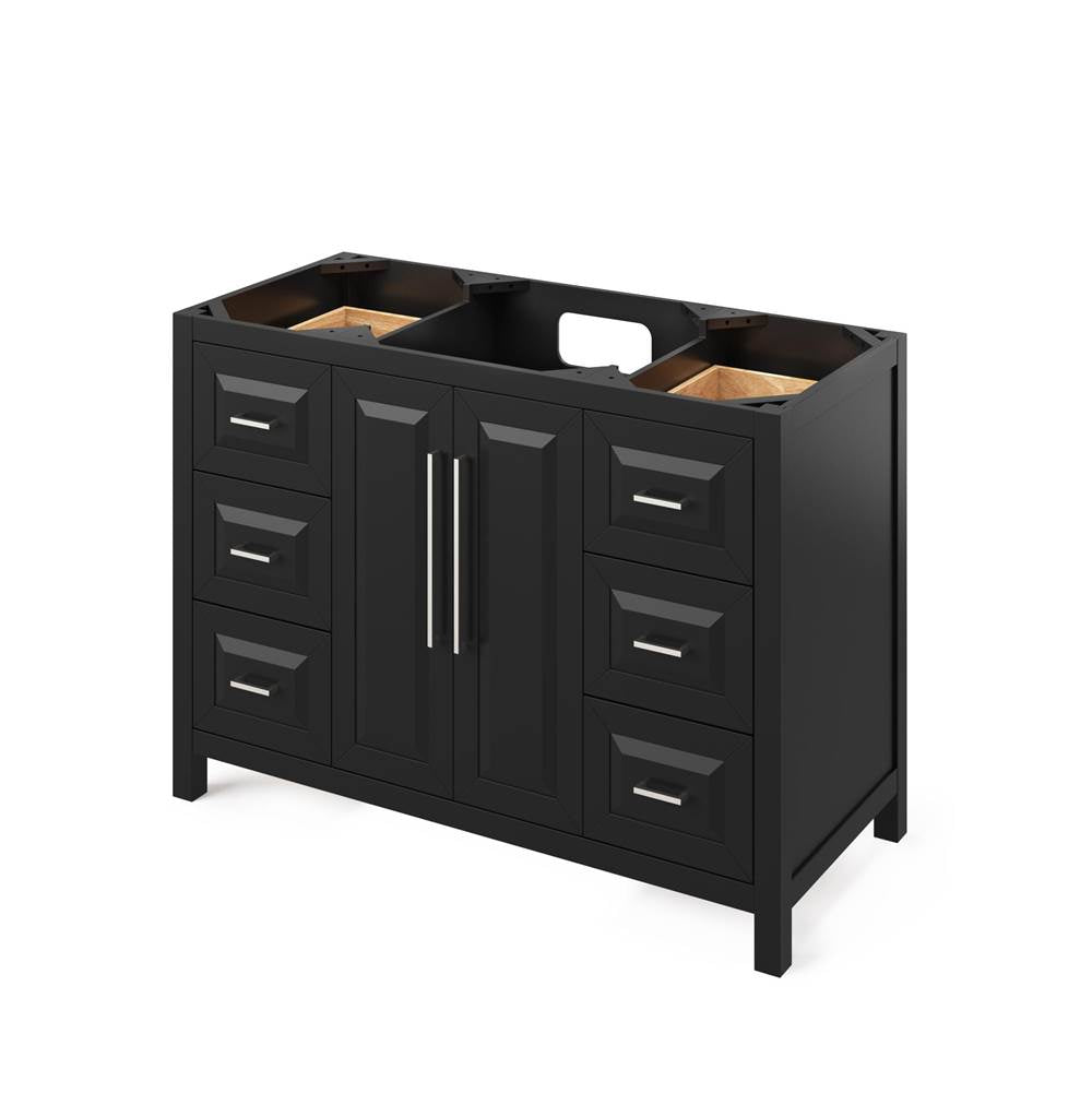 48'' Black Cade Vanity, White Carrara Marble Vanity Top, undermount rectangle bowl