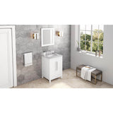 Jeffrey Alexander - 24'' White Cade Vanity, White Carrara Marble Vanity Top, undermount rectangle bowl - White