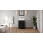 Jeffrey Alexander - 24'' Black Katara Vanity, White Quartz Vanity Top, Undermount Rectangle Bowl - Black