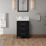 24'' Black Katara Vanity, White Quartz Vanity Top, Undermount Rectangle Bowl