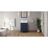 Jeffrey Alexander - 24'' Hale Blue Katara Vanity, White Quartz Vanity Top, Undermount Rectangle Bowl - Hale Blue