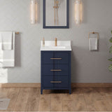 24'' Black Katara Vanity, White Quartz Vanity Top, Undermount Rectangle Bowl