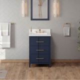 24'' Black Katara Vanity, White Quartz Vanity Top, Undermount Rectangle Bowl