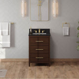 24'' Black Katara Vanity, Black Granite Vanity Top, Undermount Rectangle Bowl