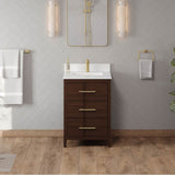 24'' Black Katara Vanity, White Quartz Vanity Top, Undermount Rectangle Bowl
