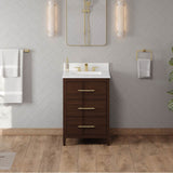 24'' Black Katara Vanity, White Quartz Vanity Top, Undermount Rectangle Bowl