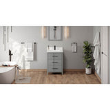 Jeffrey Alexander - 24'' Grey Katara Vanity, White Quartz Vanity Top, Undermount Rectangle Bowl - Grey