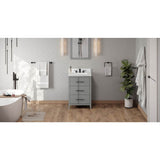 Jeffrey Alexander - 24'' Grey Katara Vanity, White Quartz Vanity Top, Undermount Rectangle Bowl - Grey