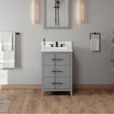 24'' Black Katara Vanity, White Quartz Vanity Top, Undermount Rectangle Bowl