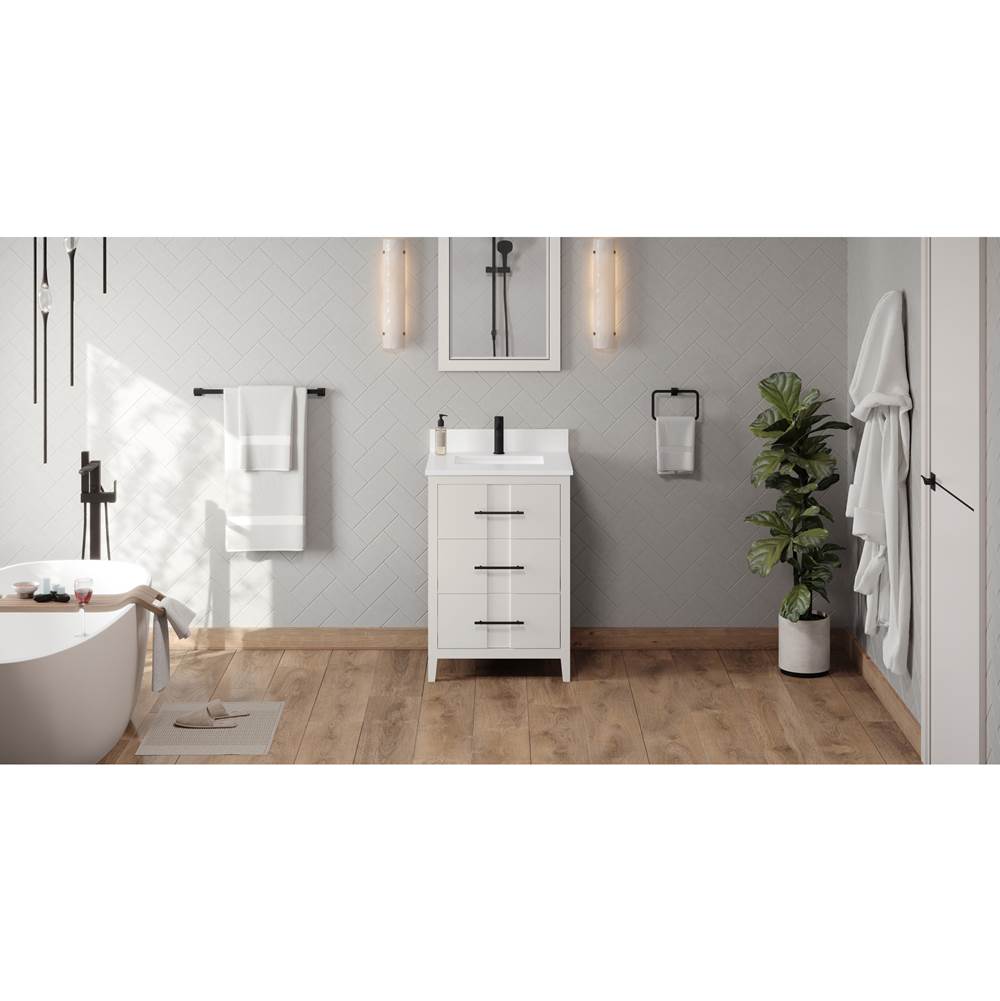 Jeffrey Alexander - 24'' White Katara Vanity, White Quartz Vanity Top, Undermount Rectangle Bowl - White
