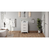 Jeffrey Alexander - 24'' White Katara Vanity, White Quartz Vanity Top, Undermount Rectangle Bowl - White