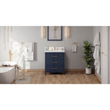 Jeffrey Alexander - 30'' Hale Blue Katara Vanity, White Quartz Vanity Top, Undermount Rectangle Bowl - Hale Blue
