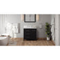 Jeffrey Alexander - 36'' Black Katara Vanity, Left Offset, White Quartz Vanity Top, Undermount Rectangle Bowl - Black