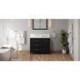 Jeffrey Alexander - 42'' Black Katara Vanity, Left Offset, White Quartz Vanity Top, Undermount Rectangle Bowl - Black
