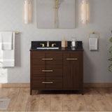 42'' Black Katara Vanity, Left Offset, Black Granite Vanity Top, Undermount Rectangle Bowl