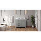 Jeffrey Alexander - 42'' Grey Katara Vanity, Left Offset, White Quartz Vanity Top, Undermount Rectangle Bowl - Grey