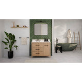 42'' Black Katara Vanity, Left Offset, Calacatta Vienna Quartz Vanity Top, Undermount Rectangle Bowl