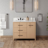 42'' Black Katara Vanity, Left Offset, Calacatta Vienna Quartz Vanity Top, Undermount Rectangle Bowl
