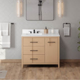 42'' Black Katara Vanity, Left Offset, White Quartz Vanity Top, Undermount Rectangle Bowl