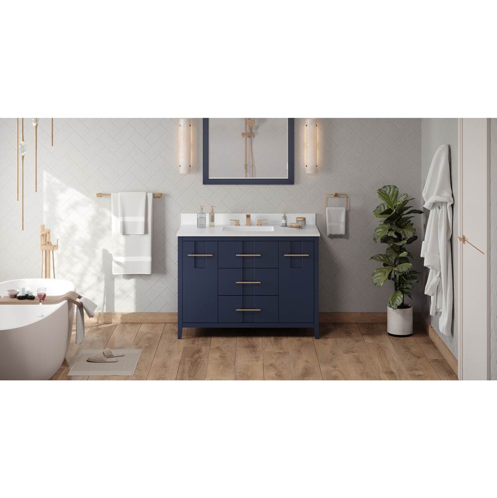 Jeffrey Alexander - 48'' Hale Blue Katara Vanity, White Quartz Vanity Top, Undermount Rectangle Bowl - Hale Blue