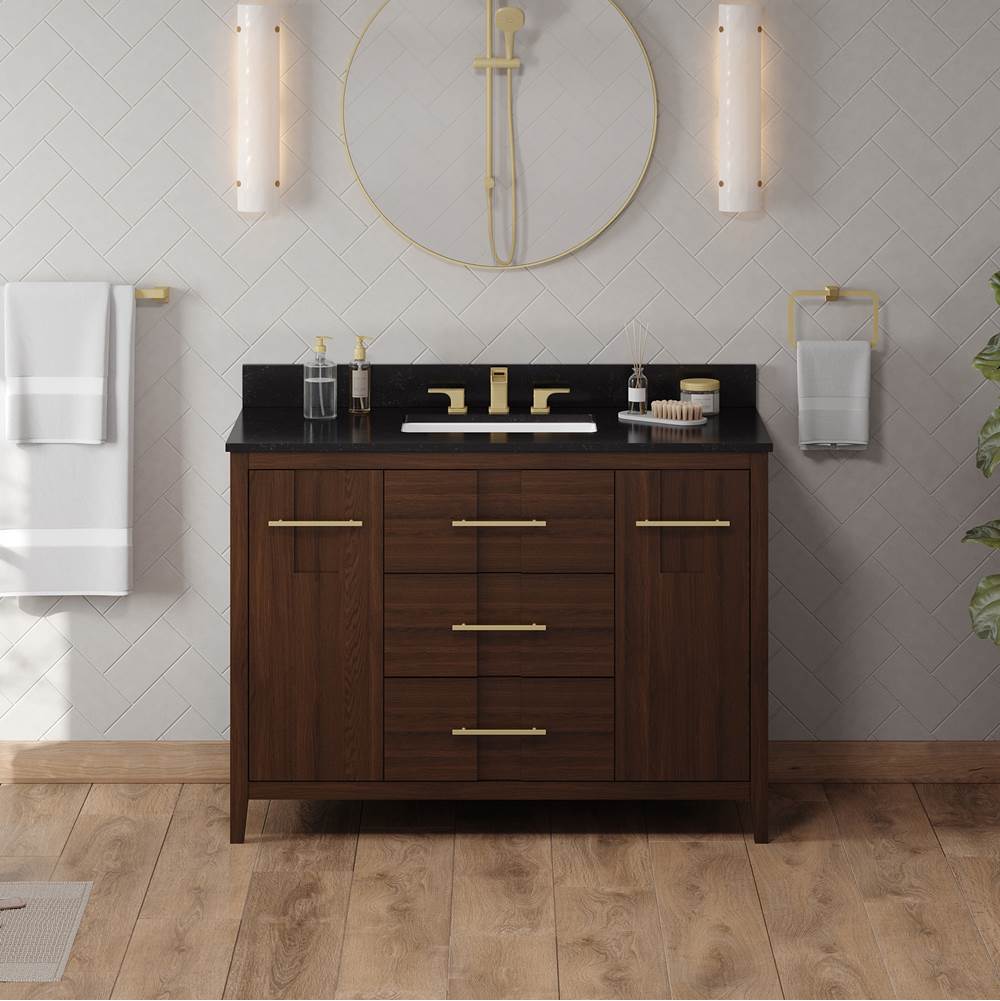 48'' Black Katara Vanity, Black Granite Vanity Top, Undermount Rectangle Bowl
