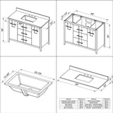 48'' Black Katara Vanity, Black Granite Vanity Top, Undermount Rectangle Bowl
