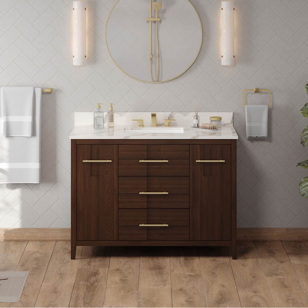48'' Black Katara Vanity, Calacatta Vienna Quartz Vanity Top, Undermount Rectangle Bowl
