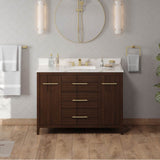 48'' Black Katara Vanity, Calacatta Vienna Quartz Vanity Top, Undermount Rectangle Bowl