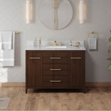 48'' Black Katara Vanity, White Carrara Marble Vanity Top, Undermount Rectangle Bowl