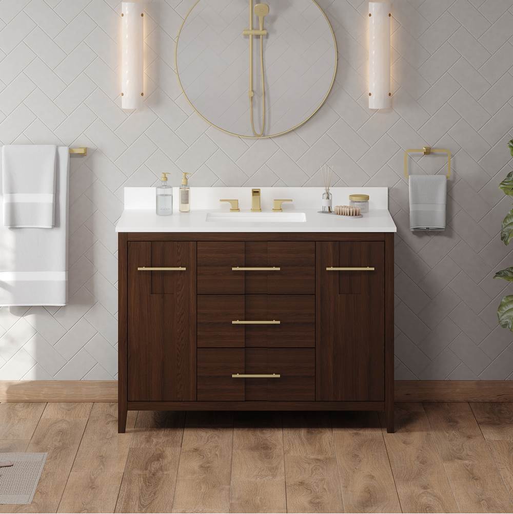 48'' Black Katara Vanity, White Quartz Vanity Top, Undermount Rectangle Bowl
