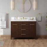 48'' Black Katara Vanity, White Quartz Vanity Top, Undermount Rectangle Bowl