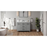 Jeffrey Alexander - 48'' Grey Katara Vanity, White Quartz Vanity Top, Undermount Rectangle Bowl - Grey